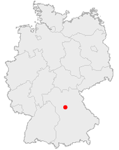 Mapa de Alemania, posición de Fürth destacada