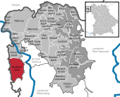 Mapa de Alemania, posición de Großostheim destacada