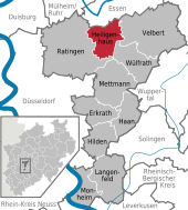 Mapa de Alemania, posición de Heiligenhaus destacada