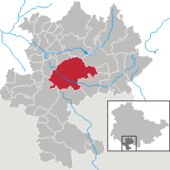 Mapa de Alemania, posición de Hildburghausen destacada
