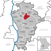Mapa de Alemania, posición de Hollenbach destacada
