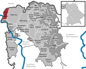 Mapa de Alemania, posición de Kahl a.Main destacada