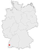 Mapa de Alemania, posición de Friburgo de Brisgovia destacada