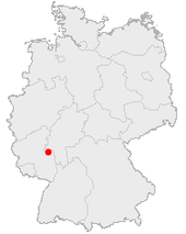 Mapa de Alemania, posición de Ingelheim am Rhein destacada