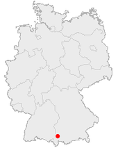 Mapa de Alemania, posición de Kempten destacada