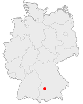 Mapa de Alemania, posición de Augsburgo destacada