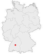 Mapa de Alemania, posición de Tubinga destacada