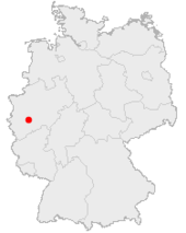 Mapa de Alemania, posición de Leverkusen destacada