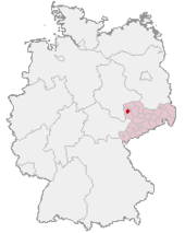 Mapa de Alemania, posición de Leipzig destacada