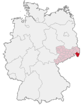 Mapa de Alemania, posición de Zittau destacada