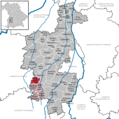 Mapa de Alemania, posición de Langenneufnach destacada