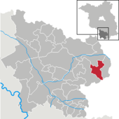 Mapa de Alemania, posición de Lichterfeld-Schacksdorf destacada