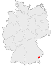Mapa de Alemania, posición de Marktl destacada