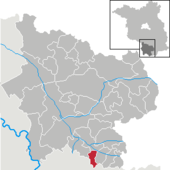 Mapa de Alemania, posición de Merzdorf destacada