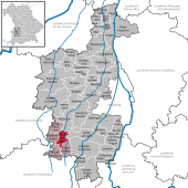 Mapa de Alemania, posición de Mickhausen destacada