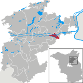 Mapa de Alemania, posición de Niederfinow destacada