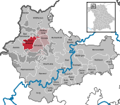 Mapa de Alemania, posición de Oberleichtersbach destacada