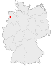Mapa de Alemania, posición de Papenburgo destacada