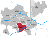 Mapa de Alemania, posición de Recklinghausen destacada