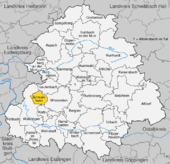 Mapa de Alemania, posición de Schwaikheim destacada