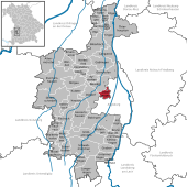 Mapa de Alemania, posición de Stadtbergen destacada