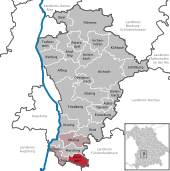 Mapa de Alemania, posición de Steindorf destacada