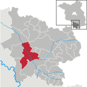 Mapa de Alemania, posición de Uebigau-Wahrenbrück destacada