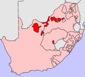 Situación geográfica de Bofutatsuana (mapa político de Sudáfrica)
