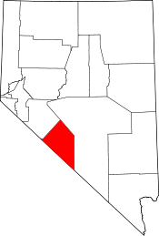 Mapa de Nevada con el Condado de Esmeralda resaltado