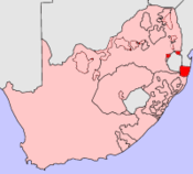 Situación geográfica de KaNgwane (mapa político de Sudáfrica)