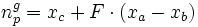 n_p^g = x_c + F \cdot (x_a - x_b)
