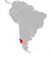 En rojo, la distribución de la Lagartija de Vientre Anaranjado.