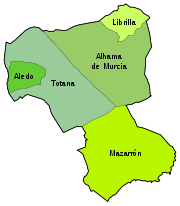 Términos municipales de la comarca Bajo Guadalentín.