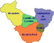 Términos municipales de la comarca Sierra Sur.