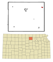 Ubicación en el condado de Cloud en KansasUbicación de Kansas en EE. UU.