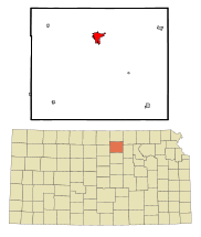 Ubicación en el condado de Cloud en KansasUbicación de Kansas en EE. UU.