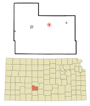 Ubicación en el condado de Edwards en KansasUbicación de Kansas en EE. UU.