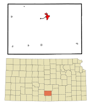 Ubicación en el condado de Kingman en KansasUbicación de Kansas en EE. UU.