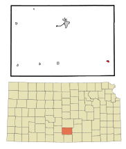 Ubicación en el condado de Kingman en KansasUbicación de Kansas en EE. UU.