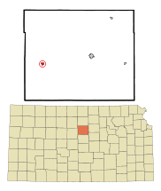 Ubicación en el condado de Lincoln en KansasUbicación de Kansas en EE. UU.