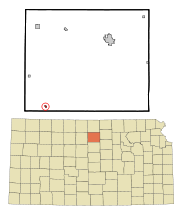 Ubicación en el condado de Mitchell en KansasUbicación de Kansas en EE. UU.