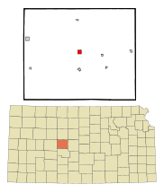 Ubicación en el condado de Rush en KansasUbicación de Kansas en EE. UU.