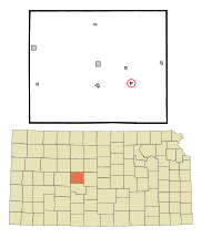 Ubicación en el condado de Rush en KansasUbicación de Kansas en EE. UU.