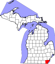 Map of Michigan highlighting Monroe County.svg