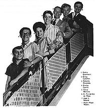 Pedro Quartucci, Elina Colomer, Roberto Escalada, Emilio Conte, Silvia Merlino,  Alberto Fernández de Rosa y José Luis Mazza en "La familia Falcón" (1962).