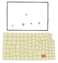 Ubicación en el condado de Elk en KansasUbicación de Kansas en EE. UU.