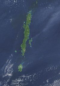 Fografia de satélite de las Islas Andamán, pertenecientes a la India, habitat de la 'Lycodon tiwarii'.