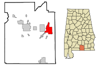 Covington County Alabama Incorporated and Unincorporated areas Opp Highlighted.svg