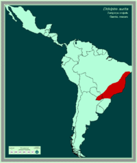 Mapa de distribución de Didelphis aurita