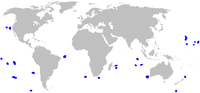 Range of pygmy shark (in blue)